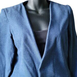 Adrienne Vittadini Womens Blue Blazer Jacket XS Modern Collar less Denim